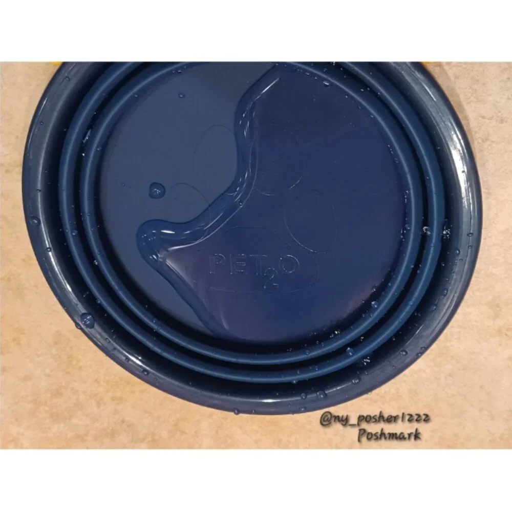 Ｐｅｔ₂Ｏ Silicone Round Travel Pet Bowl (Size Large) 🔴🔵